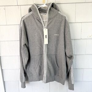 Madhappy Lace Trim Midweight Zip Up Hoodie Heather Gray size Large NWT NEW